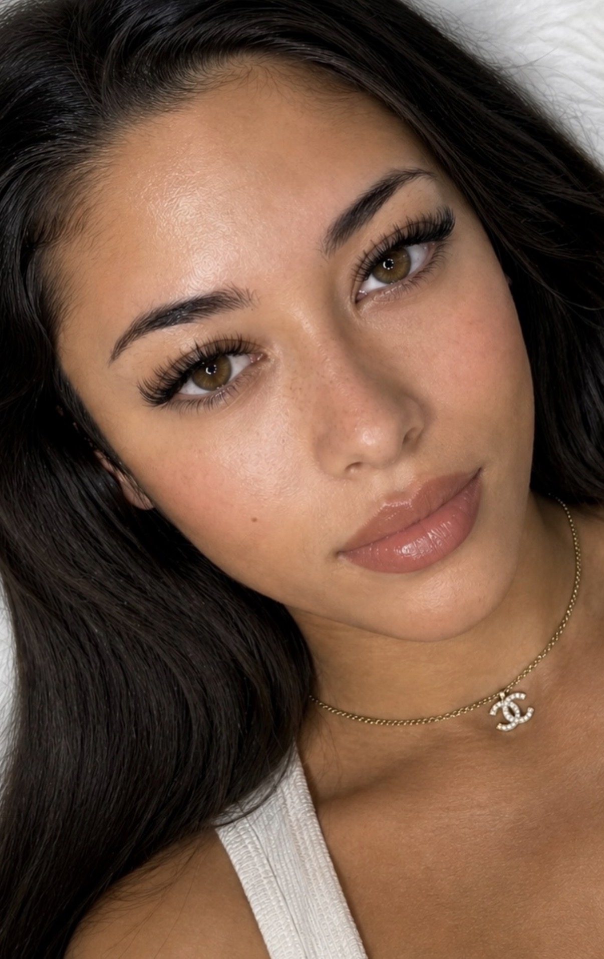 Close-up of a woman's eye with luxury volume lash extensions
